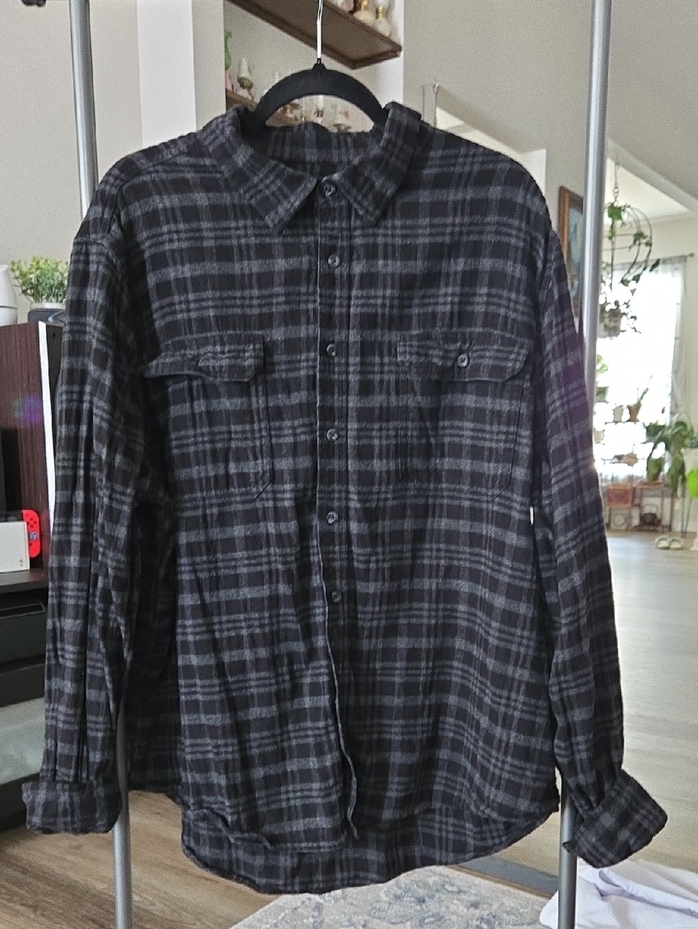 George Black & Dark Gray Plaid Shirt